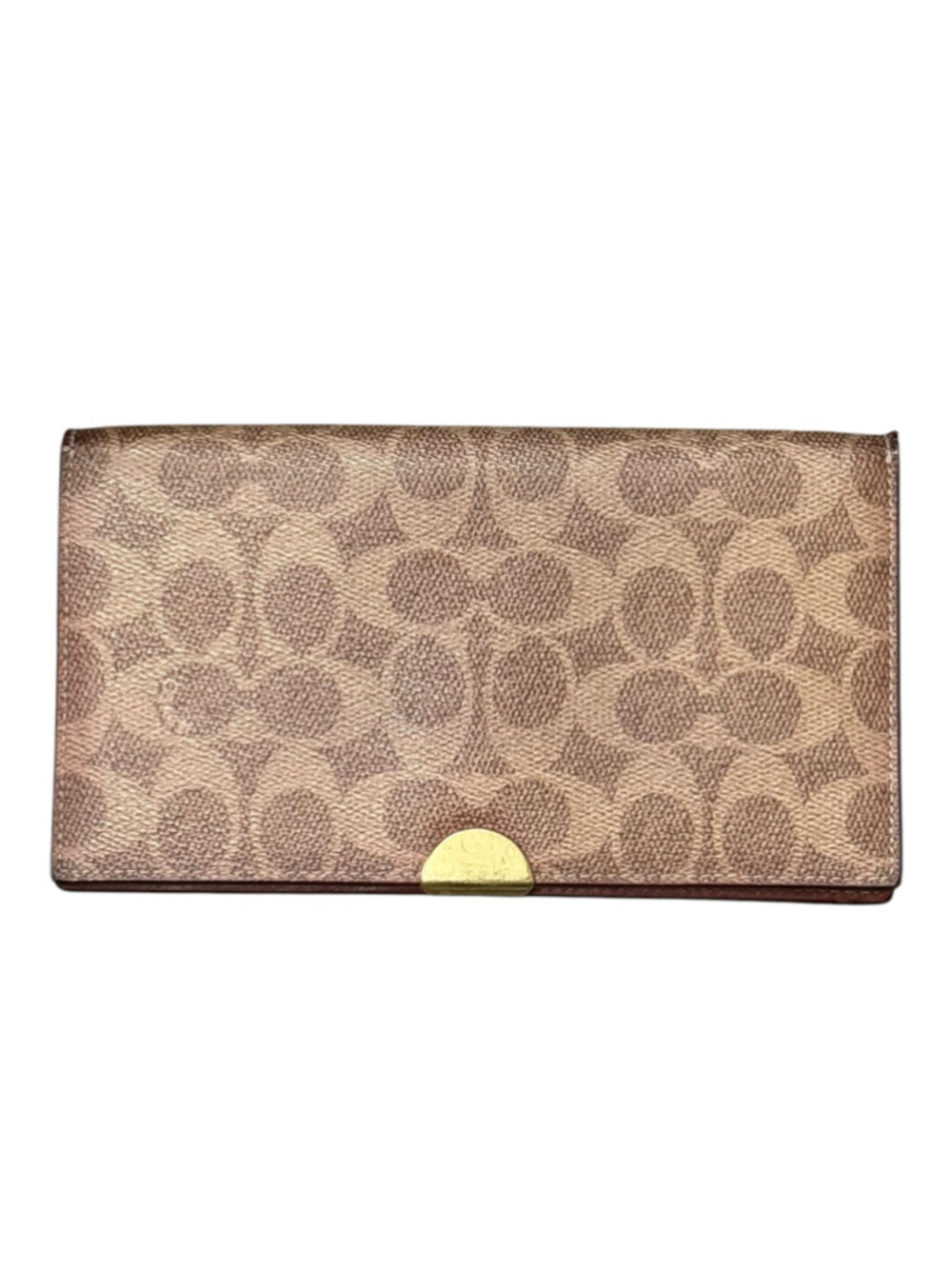 Coach Signature Canvas and Leather Bifold Wallet in Beige and Brown
